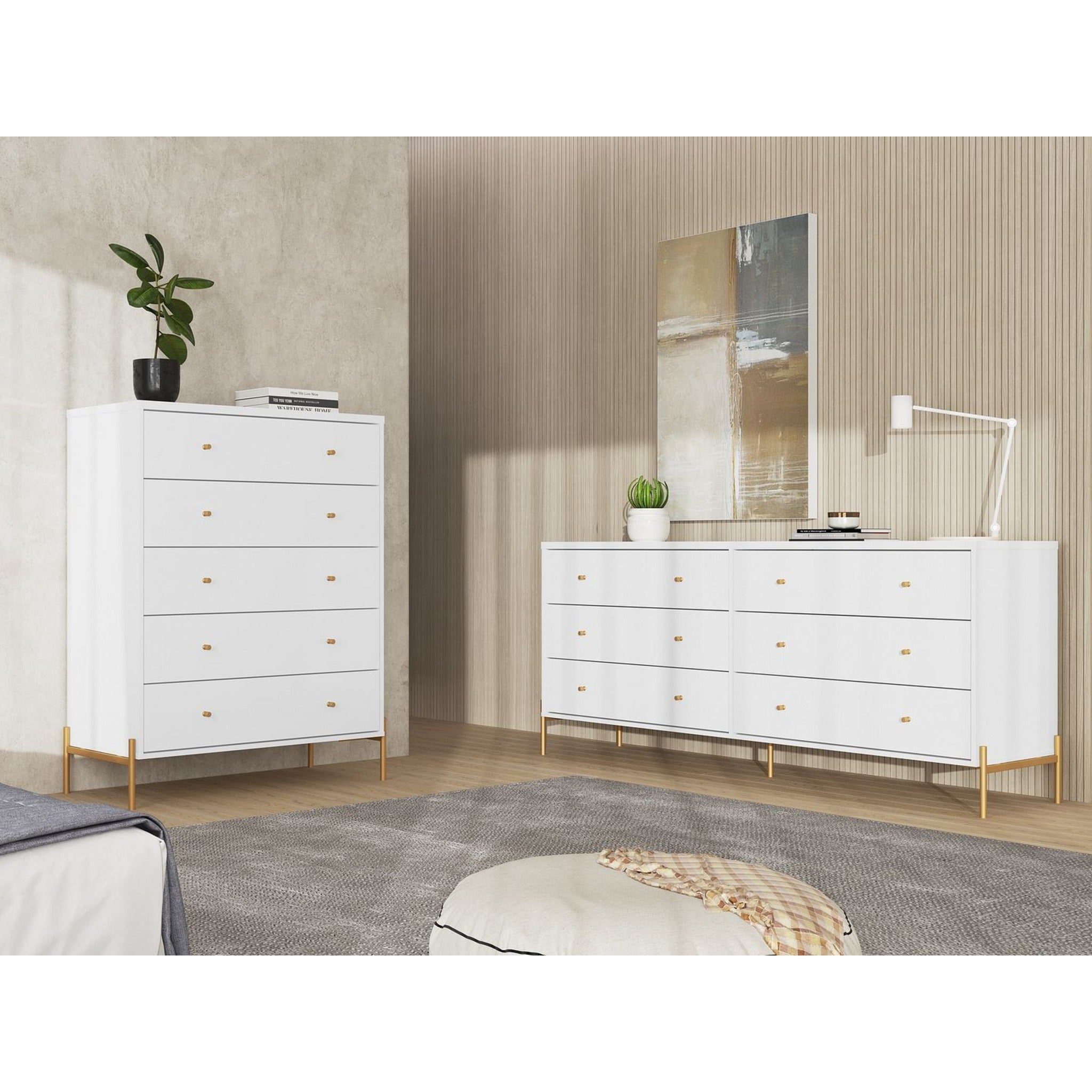 Manhattan Comfort Jasper Full Extension Tall Dresser and Double Wide D