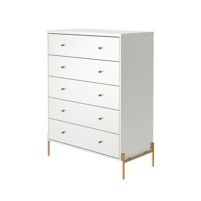 Manhattan Comfort Jasper Full Extension Sideboard Dresser and Tall Dresser Set of 2 in White Gloss