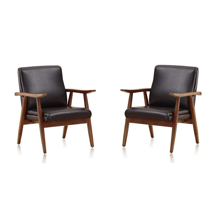 Manhattan Comfort ArchDuke White and Amber Faux Leather Accent Chair Set of 2