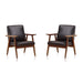 Manhattan Comfort ArchDuke White and Amber Faux Leather Accent Chair Set of 2