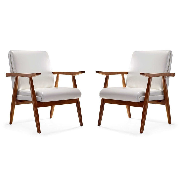 Manhattan Comfort ArchDuke White and Amber Faux Leather Accent Chair Set of 2