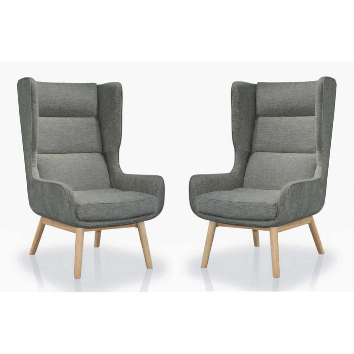 Manhattan Comfort Sampson Graphite and Natural Twill Accent Chair Set of 2