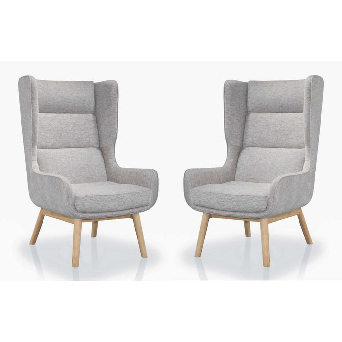 Manhattan Comfort Sampson Graphite and Natural Twill Accent Chair Set of 2