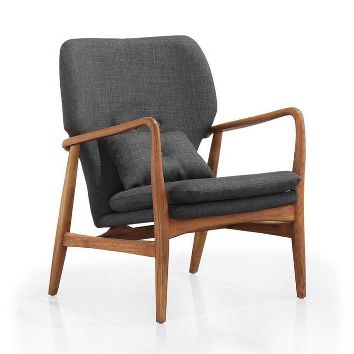Manhattan Comfort Bradley Charcoal and Walnut Linen Weave Accent Chair Set of 2