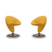 Manhattan Comfort Curl Yellow and Polished Chrome Wool Blend Swivel Accent Chair Set of 2