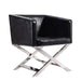 Manhattan Comfort Hollywood Black and Polished Chrome Faux Leather Lounge Accent Chair Set of 2