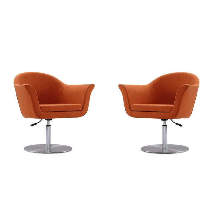 Manhattan Comfort Voyager Orange and Brushed Metal Woven Swivel Adjustable Accent Chair Set of 2