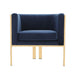 Manhattan Comfort Paramount Royal Blue and Polished Brass Velvet Accent Armchair Set of 2