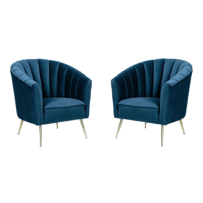 Manhattan Comfort Rosemont Green and Gold Velvet Accent Chair Set of 2