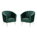 Manhattan Comfort Rosemont Green and Gold Velvet Accent Chair Set of 2