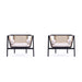 Manhattan Comfort Versailles Accent Chair in Black, Natural Cane and Cream - Set of 2