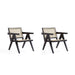 Manhattan Comfort Hamlet Accent Chair in Black and Natural Cane - Set of 2