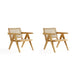 Manhattan Comfort Hamlet Accent Chair in Black and Natural Cane - Set of 2