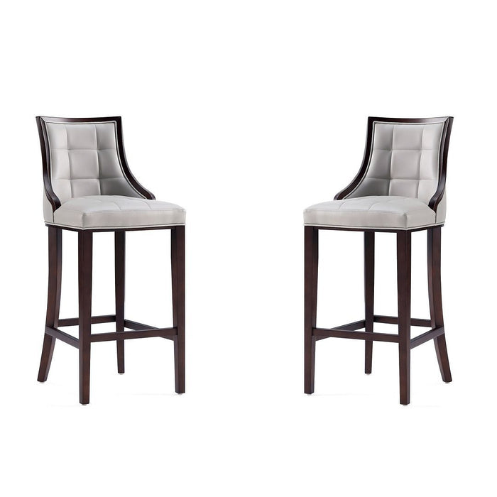 Manhattan Comfort Fifth Avenue Faux Leather Barstool in Pebble Grey Set of 2