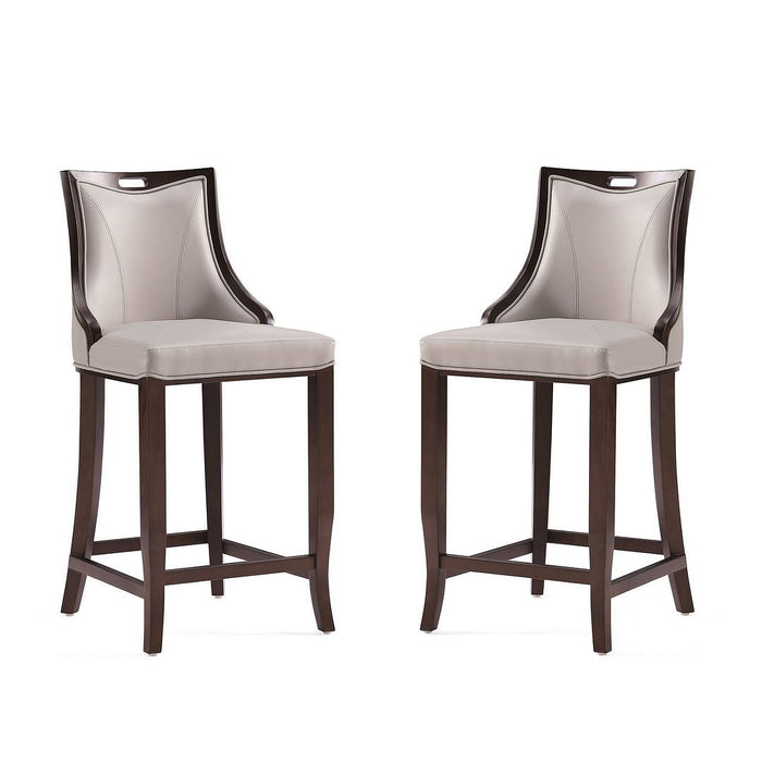 Manhattan Comfort Emperor Faux Leather Barstool in Pebble Grey Set of 2