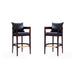 Manhattan Comfort Ritz 38 in. Black and Dark Walnut Beech Wood Barstool Set of 2