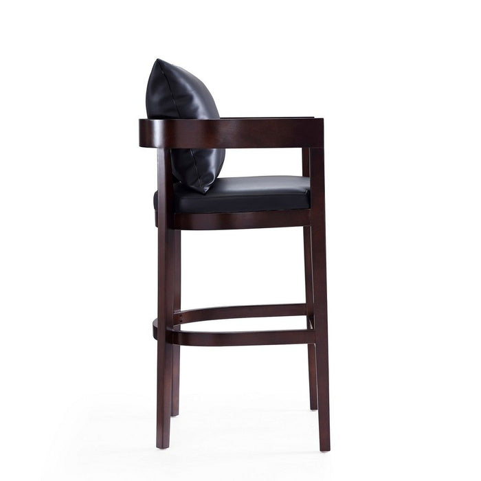 Manhattan Comfort Ritz 38 in. Black and Dark Walnut Beech Wood Barstool Set of 2