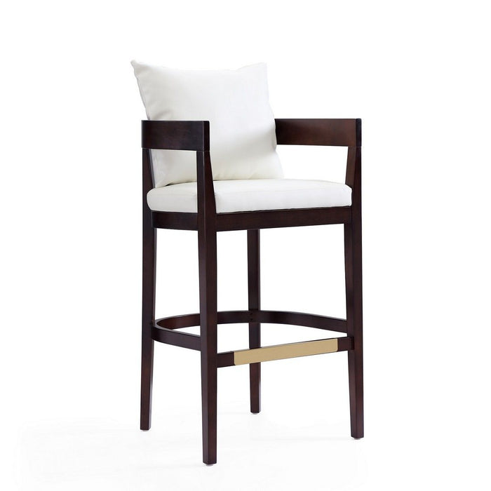 Manhattan Comfort Ritz 38 in. Black and Dark Walnut Beech Wood Barstool Set of 2