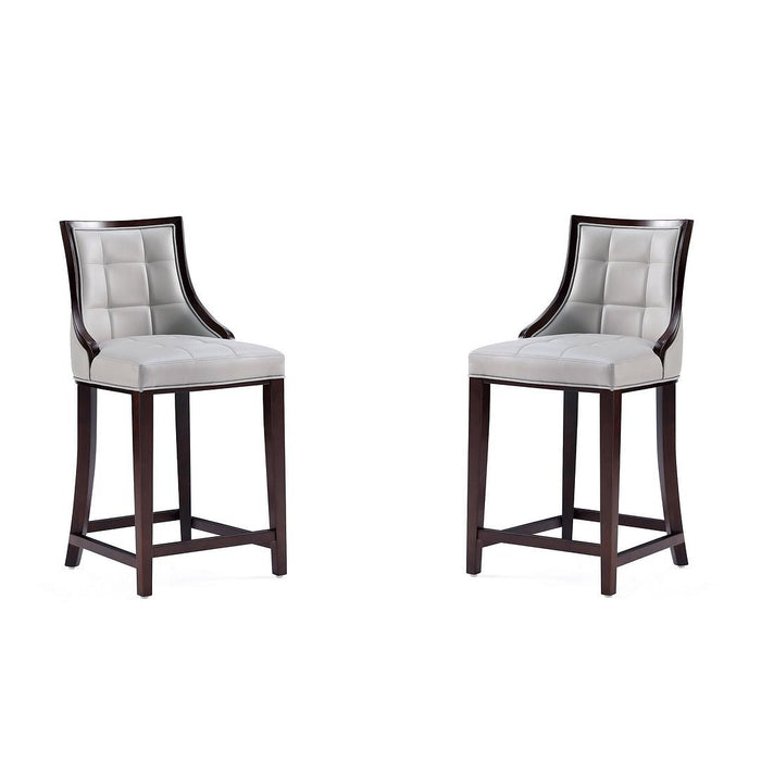 Manhattan Comfort Fifth Avenue Faux Leather Counter Stool in Pebble Grey Set of 2