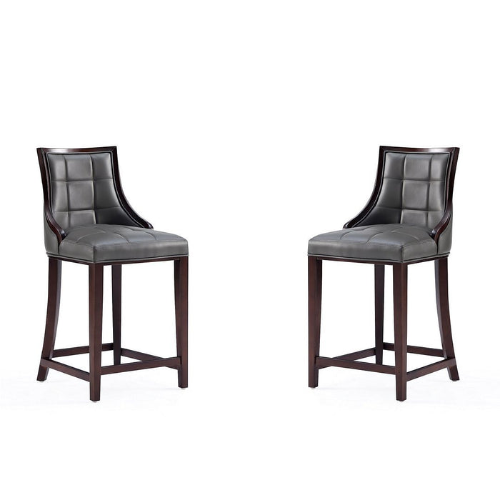 Manhattan Comfort Fifth Avenue Faux Leather Counter Stool in Pebble Grey Set of 2