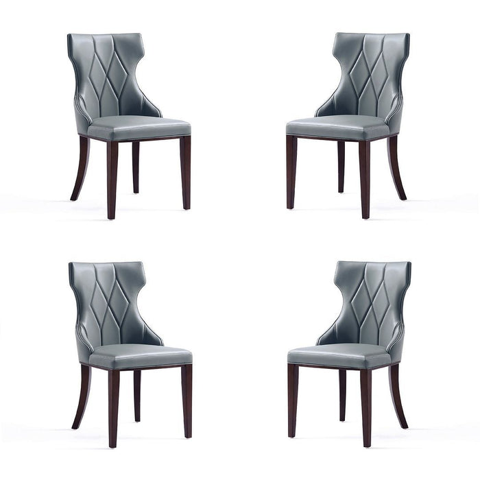 Manhattan Comfort Reine Faux Leather Dining Chair in Pebble Grey Set of 4