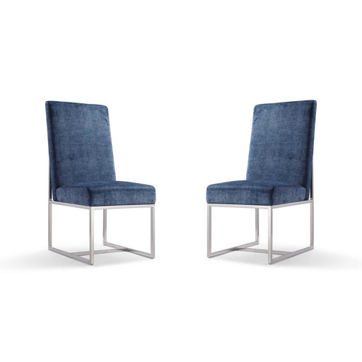 Manhattan Comfort Element Blue Velvet Dining Armchair Set of 2