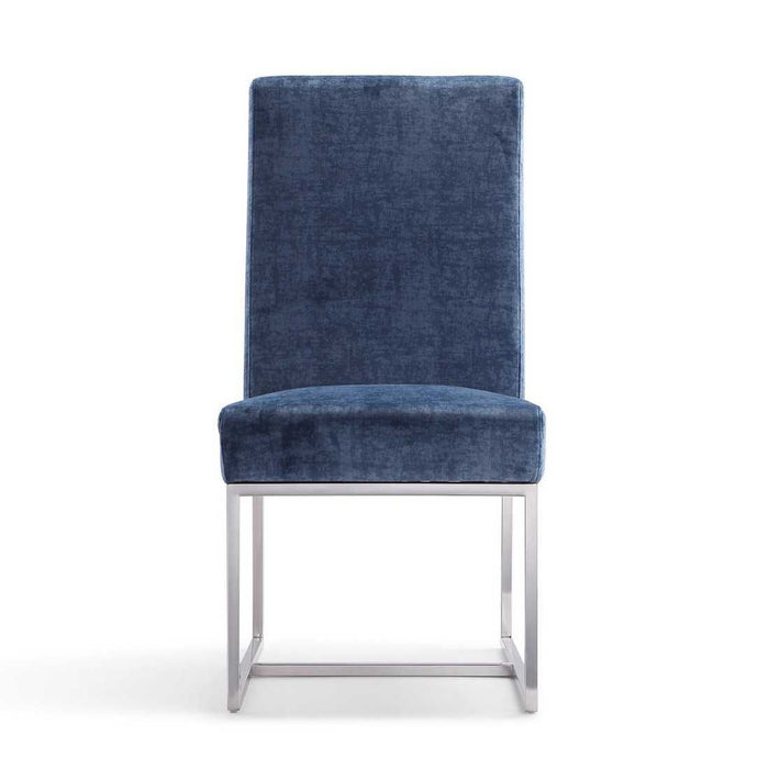 Manhattan Comfort Element Blue Velvet Dining Armchair Set of 2