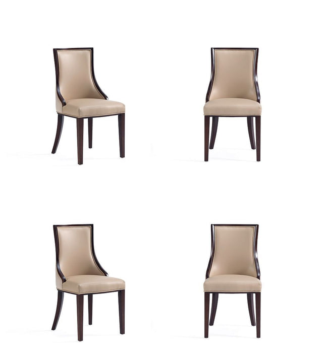 Manhattan Comfort Grand Faux Leather Dining Chair in Tan with Beech Wood Frame Set of 2