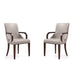 Manhattan Comfort Shubert Modern Faux Leather and Velvet Dining Armchair in Light Grey Set of 2