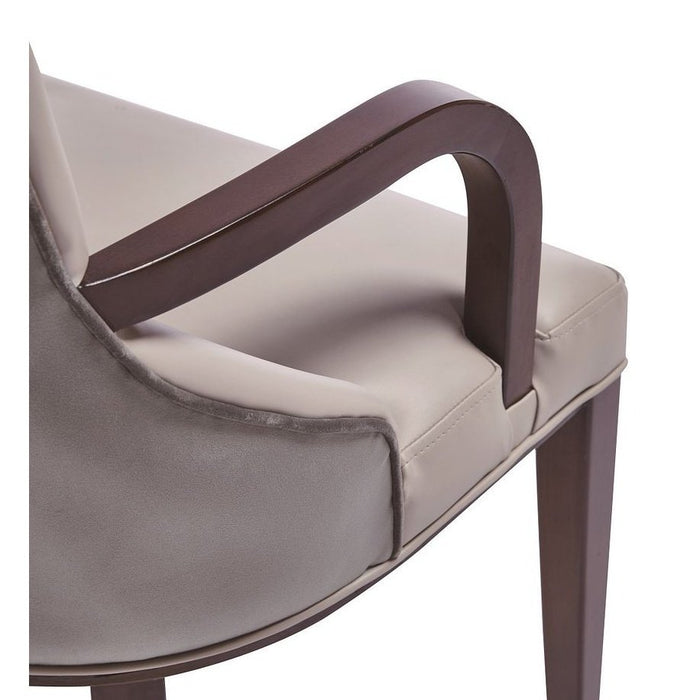 Manhattan Comfort Shubert Modern Faux Leather and Velvet Dining Armchair in Light Grey Set of 2