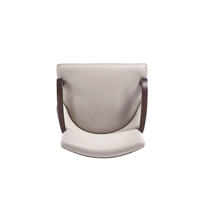 Manhattan Comfort Shubert Modern Faux Leather and Velvet Dining Armchair in Light Grey Set of 2