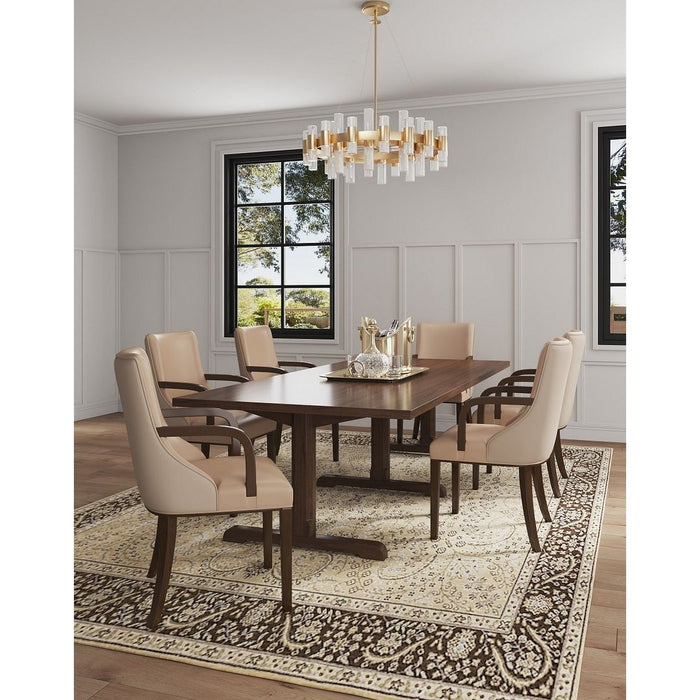 Manhattan Comfort Shubert Modern Faux Leather and Velvet Dining Armchair in Light Grey Set of 2