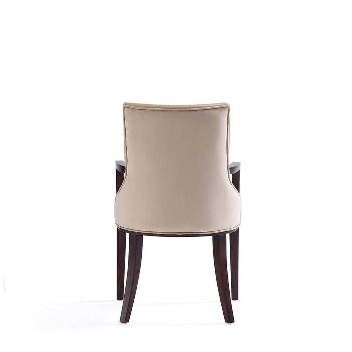 Manhattan Comfort Shubert Modern Faux Leather and Velvet Dining Armchair in Light Grey Set of 2