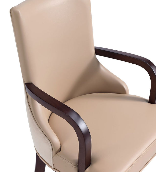 Manhattan Comfort Shubert Modern Faux Leather and Velvet Dining Armchair in Light Grey Set of 2
