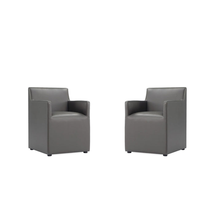 Manhattan Comfort Anna Modern Square Faux Leather Dining Armchair in Saddle Set of 2