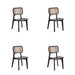 Manhattan Comfort Versailles Square Dining Chair in Black and Natural Cane - Set of 4