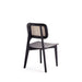 Manhattan Comfort Versailles Square Dining Chair in Black and Natural Cane - Set of 4