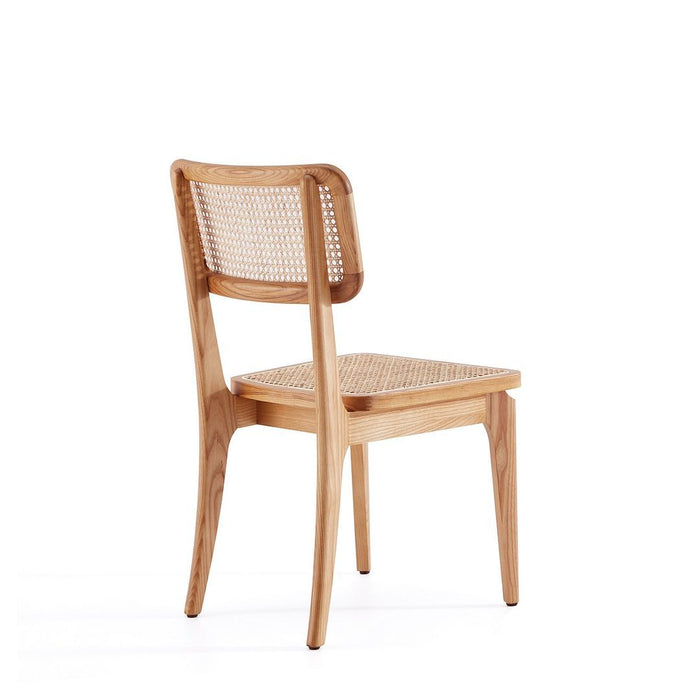 Manhattan Comfort Giverny Dining Chair in Black and Natural Cane - Set of 4