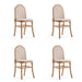 Manhattan Comfort Paragon Dining Chair 1.0 with Grey Cushions in Black and Cane - Set of 4