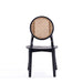 Manhattan Comfort Versailles Round Dining Chair in Black and Natural Cane - Set of 4