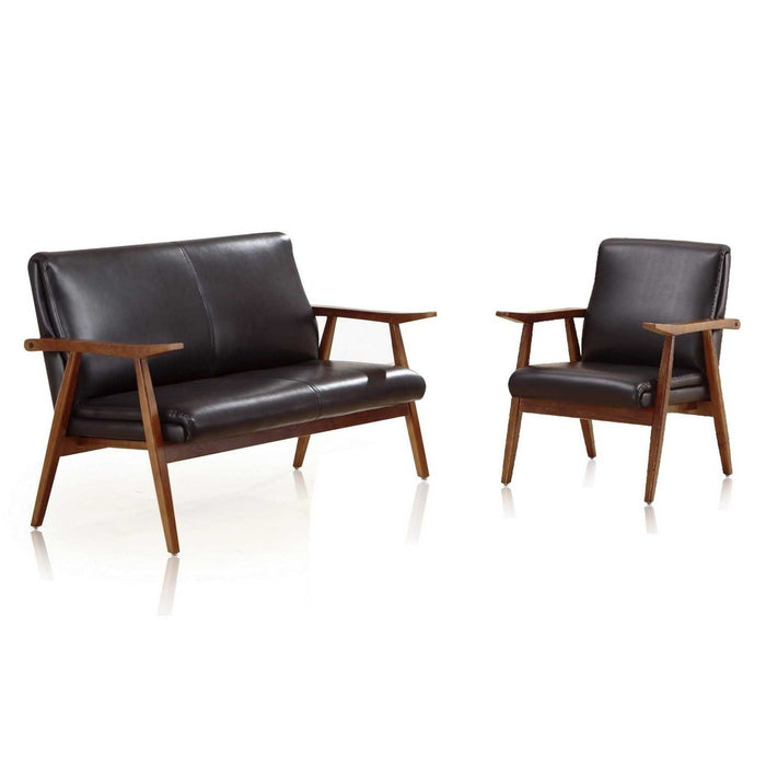 Manhattan Comfort ArchDuke 2-Piece Black and Amber Loveseat and Armchair Set