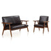 Manhattan Comfort ArchDuke 2-Piece Black and Amber Loveseat and Armchair Set