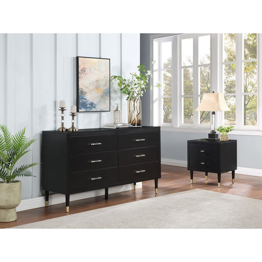 Manhattan Comfort Stanton 2-Piece Modern Dresser and Nightstand Set with Full Extension Drawers and Solid Wood Legs in White