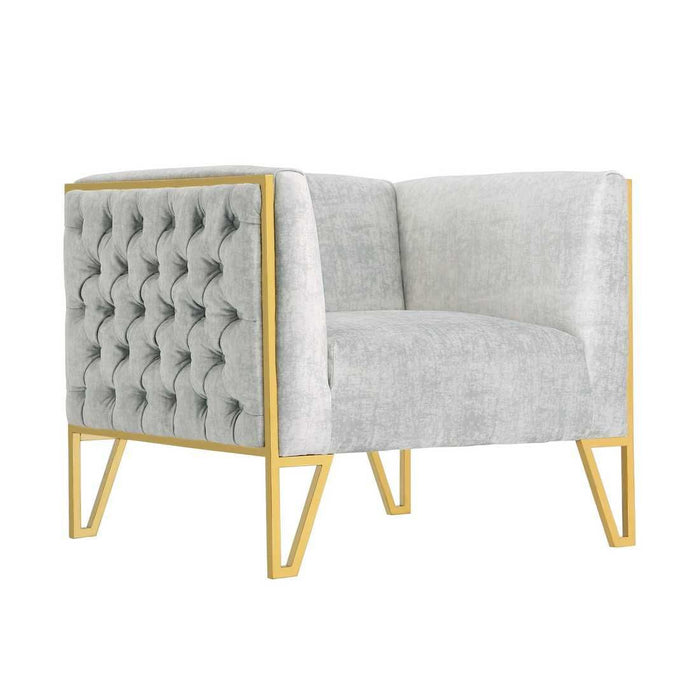 Manhattan Comfort Vector 2-Piece Grey and Gold Sofa and Armchair Set