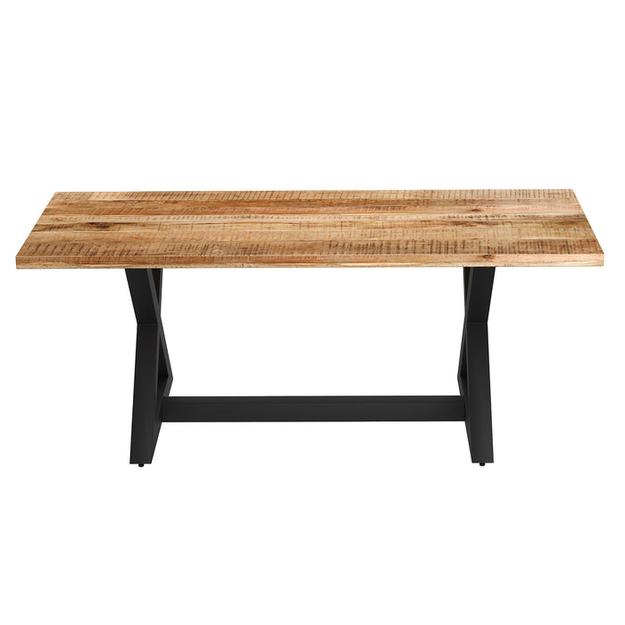 Worldwide Home Furnishings Zax-Dining Table-Natural/Black Rectangular Dining Table 201-147NAT_BK