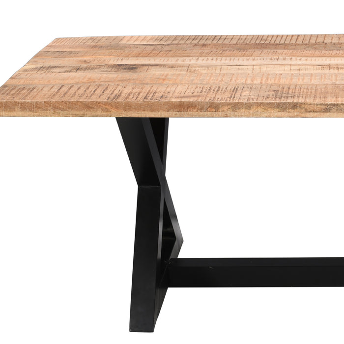 Worldwide Home Furnishings Zax-Dining Table-Natural/Black Rectangular Dining Table 201-147NAT_BK