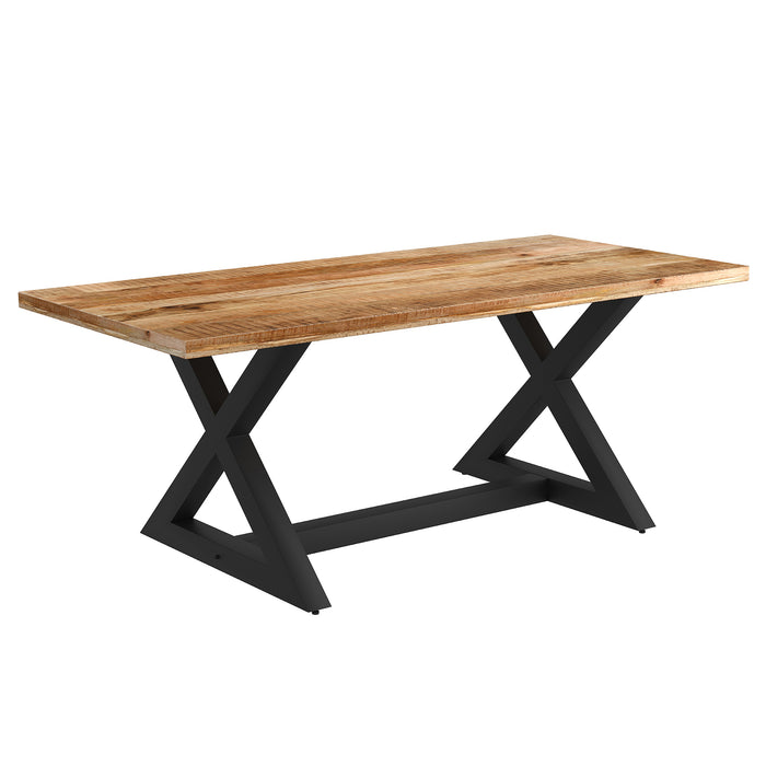 Worldwide Home Furnishings Zax-Dining Table-Natural/Black Rectangular Dining Table 201-147NAT_BK