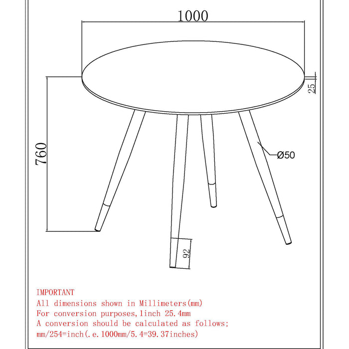 Worldwide Home Furnishings Emery-Round Dining Table-White Round Dining Table 201-294RND-WT