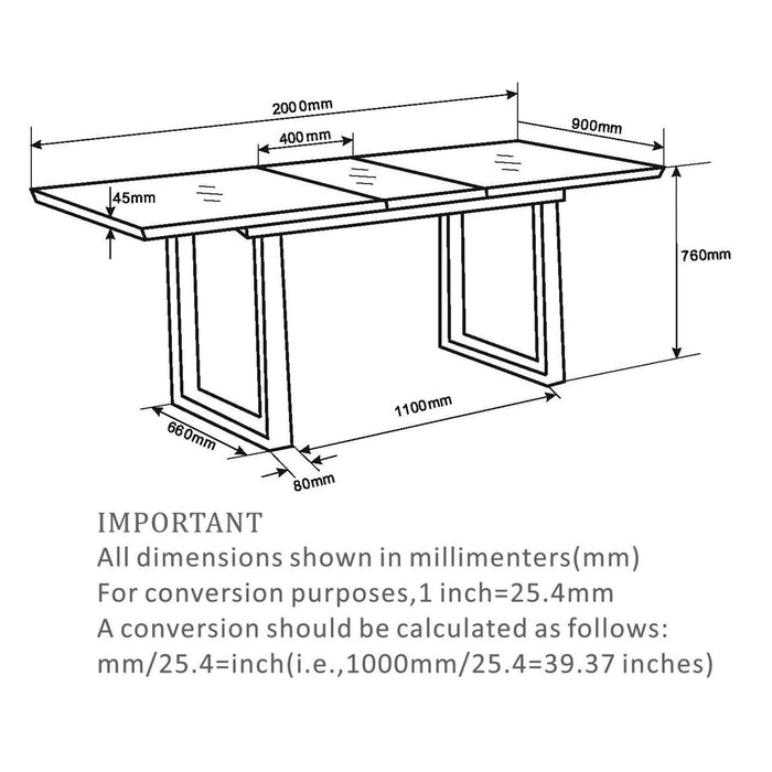 Worldwide Home Furnishings Gavin-Extension Dining Table-Black Dining Table W/Extension 201-360BK