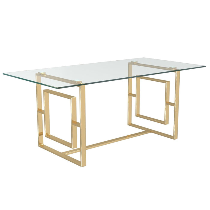 Worldwide Home Furnishings Eros-Dining Table-Gold Rectangular Dining Table 201-482GL